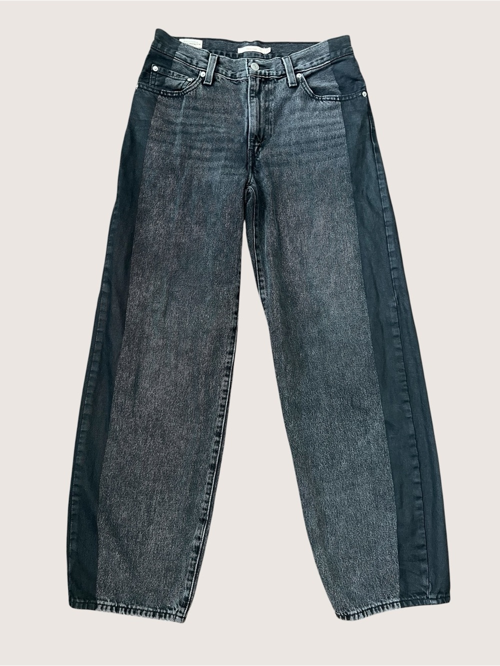 Baggy Dad Two Tone Charcoal Black Wide Leg Jeans - Size 27 - Picture 5 of 14